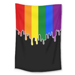 Gay Pride Flag Rainbow Drip On Black Blank Black For Designs Large Tapestry