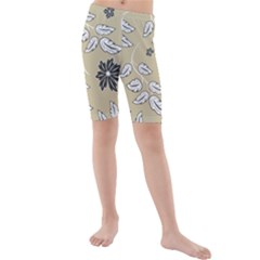 Folk Flowers Print Floral Pattern Ethnic Art Kids  Mid Length Swim Shorts by Eskimos