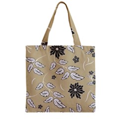 Folk Flowers Print Floral Pattern Ethnic Art Zipper Grocery Tote Bag by Eskimos