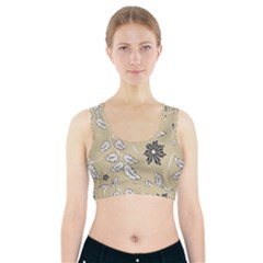 Folk Flowers Print Floral Pattern Ethnic Art Sports Bra With Pocket by Eskimos