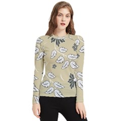 Folk Flowers Print Floral Pattern Ethnic Art Women s Long Sleeve Rash Guard by Eskimos