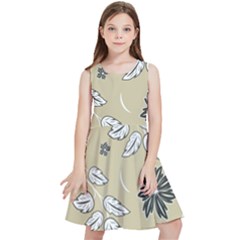 Folk Flowers Print Floral Pattern Ethnic Art Kids  Skater Dress by Eskimos