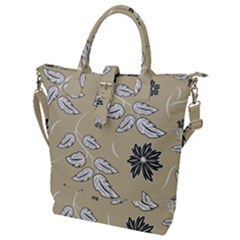 Folk Flowers Print Floral Pattern Ethnic Art Buckle Top Tote Bag by Eskimos