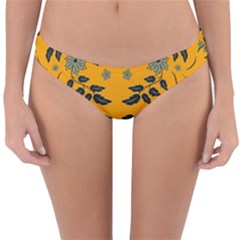 Floral Folk Damask Pattern Fantasy Flowers Floral Geometric Fantasy Reversible Hipster Bikini Bottoms by Eskimos