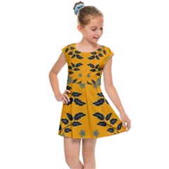 Floral Folk Damask Pattern Fantasy Flowers Floral Geometric Fantasy Kids  Cap Sleeve Dress by Eskimos