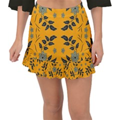 Floral Folk Damask Pattern Fantasy Flowers Floral Geometric Fantasy Fishtail Mini Chiffon Skirt by Eskimos