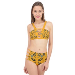 Floral Folk Damask Pattern Fantasy Flowers Floral Geometric Fantasy Cage Up Bikini Set by Eskimos