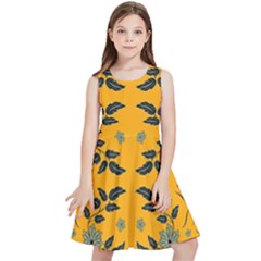 Floral Folk Damask Pattern Fantasy Flowers Floral Geometric Fantasy Kids  Skater Dress by Eskimos