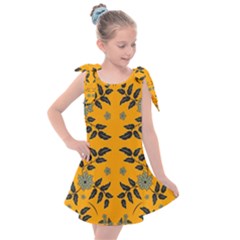 Floral Folk Damask Pattern Fantasy Flowers Floral Geometric Fantasy Kids  Tie Up Tunic Dress by Eskimos