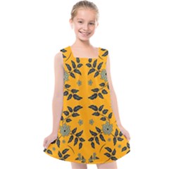 Floral Folk Damask Pattern Fantasy Flowers Floral Geometric Fantasy Kids  Cross Back Dress by Eskimos