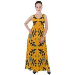 Floral Folk Damask Pattern Fantasy Flowers Floral Geometric Fantasy Empire Waist Velour Maxi Dress by Eskimos