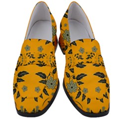 Floral Folk Damask Pattern Fantasy Flowers Floral Geometric Fantasy Women s Chunky Heel Loafers by Eskimos