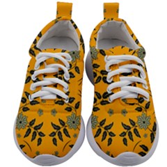 Floral Folk Damask Pattern Fantasy Flowers Floral Geometric Fantasy Kids Athletic Shoes by Eskimos