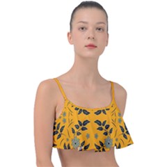 Floral Folk Damask Pattern Fantasy Flowers Floral Geometric Fantasy Frill Bikini Top by Eskimos