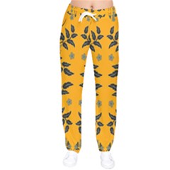 Floral Folk Damask Pattern Fantasy Flowers Floral Geometric Fantasy Women Velvet Drawstring Pants by Eskimos