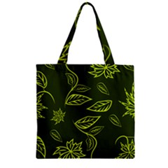 Folk Flowers Print Floral Pattern Ethnic Art Zipper Grocery Tote Bag by Eskimos