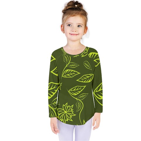 Folk Flowers Print Floral Pattern Ethnic Art Kids  Long Sleeve Tee by Eskimos