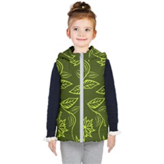 Folk Flowers Print Floral Pattern Ethnic Art Kids  Hooded Puffer Vest by Eskimos