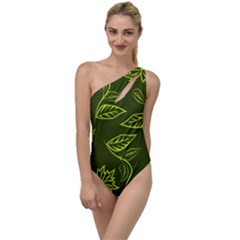 Folk Flowers Print Floral Pattern Ethnic Art To One Side Swimsuit by Eskimos