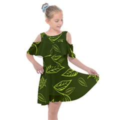 Folk flowers print Floral pattern Ethnic art Kids  Shoulder Cutout Chiffon Dress