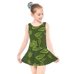 Folk Flowers Print Floral Pattern Ethnic Art Kids  Skater Dress Swimsuit by Eskimos