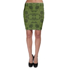 Floral Folk Damask Pattern Fantasy Flowers Floral Geometric Fantasy Bodycon Skirt by Eskimos