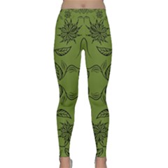 Floral Folk Damask Pattern Fantasy Flowers Floral Geometric Fantasy Classic Yoga Leggings by Eskimos