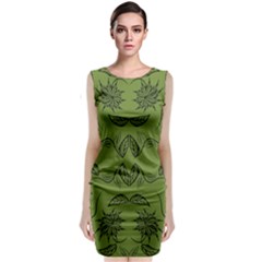 Floral Folk Damask Pattern Fantasy Flowers Floral Geometric Fantasy Classic Sleeveless Midi Dress by Eskimos