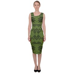 Floral Folk Damask Pattern Fantasy Flowers Floral Geometric Fantasy Sleeveless Pencil Dress by Eskimos