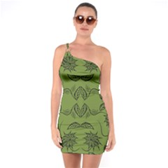 Floral Folk Damask Pattern Fantasy Flowers Floral Geometric Fantasy One Soulder Bodycon Dress by Eskimos