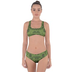 Floral Folk Damask Pattern Fantasy Flowers Floral Geometric Fantasy Criss Cross Bikini Set by Eskimos