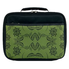 Floral Folk Damask Pattern Fantasy Flowers Floral Geometric Fantasy Lunch Bag by Eskimos