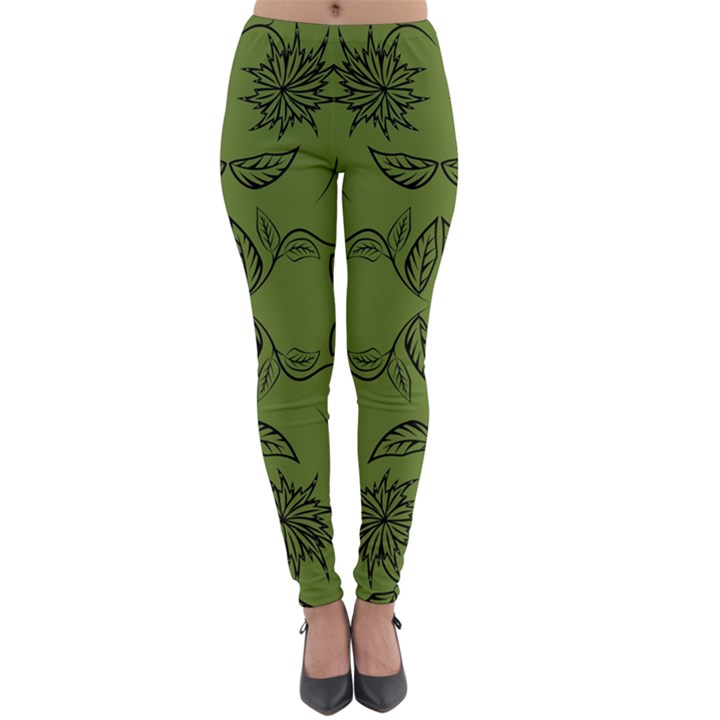 Floral folk damask pattern Fantasy flowers Floral geometric fantasy Lightweight Velour Leggings