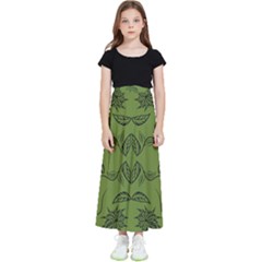 Floral Folk Damask Pattern Fantasy Flowers Floral Geometric Fantasy Kids  Flared Maxi Skirt by Eskimos