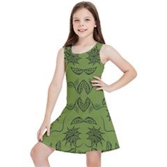 Floral Folk Damask Pattern Fantasy Flowers Floral Geometric Fantasy Kids  Lightweight Sleeveless Dress by Eskimos