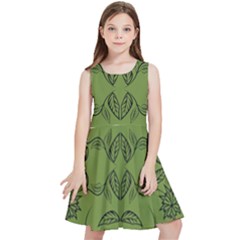 Floral Folk Damask Pattern Fantasy Flowers Floral Geometric Fantasy Kids  Skater Dress by Eskimos