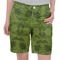 Floral Folk Damask Pattern Fantasy Flowers Floral Geometric Fantasy Pocket Shorts by Eskimos