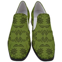 Floral Folk Damask Pattern Fantasy Flowers Floral Geometric Fantasy Women Slip On Heel Loafers by Eskimos