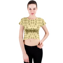 Floral Folk Damask Pattern Fantasy Flowers Floral Geometric Fantasy Crew Neck Crop Top by Eskimos