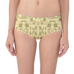 Floral Folk Damask Pattern Fantasy Flowers Floral Geometric Fantasy Mid-waist Bikini Bottoms by Eskimos