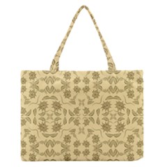 Floral Folk Damask Pattern Fantasy Flowers Floral Geometric Fantasy Zipper Medium Tote Bag by Eskimos