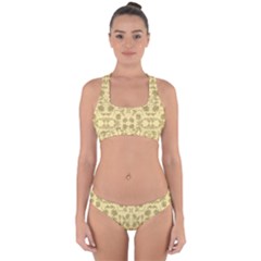 Floral Folk Damask Pattern Fantasy Flowers Floral Geometric Fantasy Cross Back Hipster Bikini Set by Eskimos