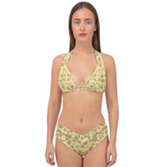 Floral Folk Damask Pattern Fantasy Flowers Floral Geometric Fantasy Double Strap Halter Bikini Set by Eskimos