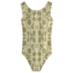 Floral Folk Damask Pattern Fantasy Flowers Floral Geometric Fantasy Kids  Cut-out Back One Piece Swimsuit by Eskimos