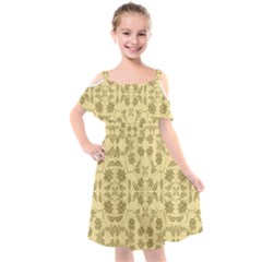 Floral Folk Damask Pattern Fantasy Flowers Floral Geometric Fantasy Kids  Cut Out Shoulders Chiffon Dress by Eskimos