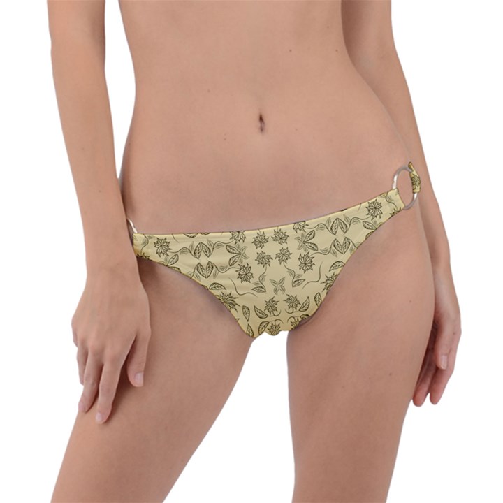 Floral folk damask pattern Fantasy flowers Floral geometric fantasy Ring Detail Bikini Bottom