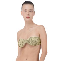 Floral Folk Damask Pattern Fantasy Flowers Floral Geometric Fantasy Classic Bandeau Bikini Top  by Eskimos