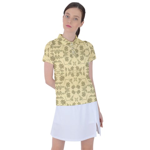 Floral Folk Damask Pattern Fantasy Flowers Floral Geometric Fantasy Women s Polo Tee by Eskimos