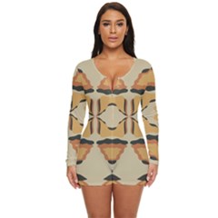 Abstract Pattern Geometric Backgrounds  Abstract Geometric  Long Sleeve Boyleg Swimsuit