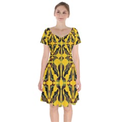 Abstract Pattern Geometric Backgrounds  Abstract Geometric Design    Short Sleeve Bardot Dress by Eskimos